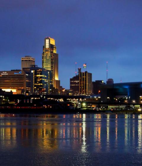 Omaha, Nebraska skyline at night