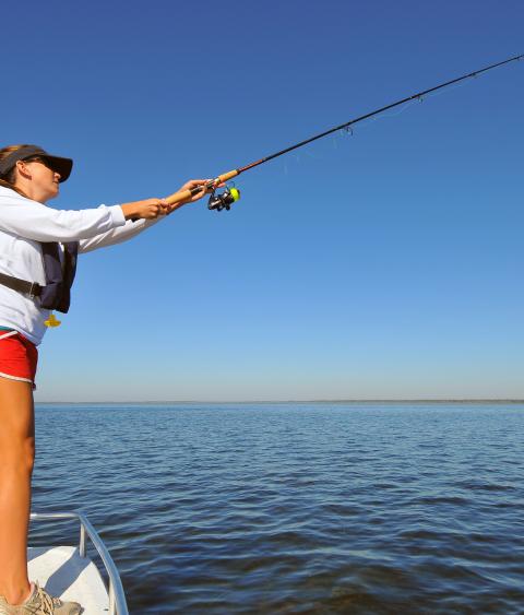Fishing from a motorboat