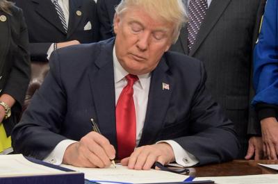 President Donald Trump Signing a Bill