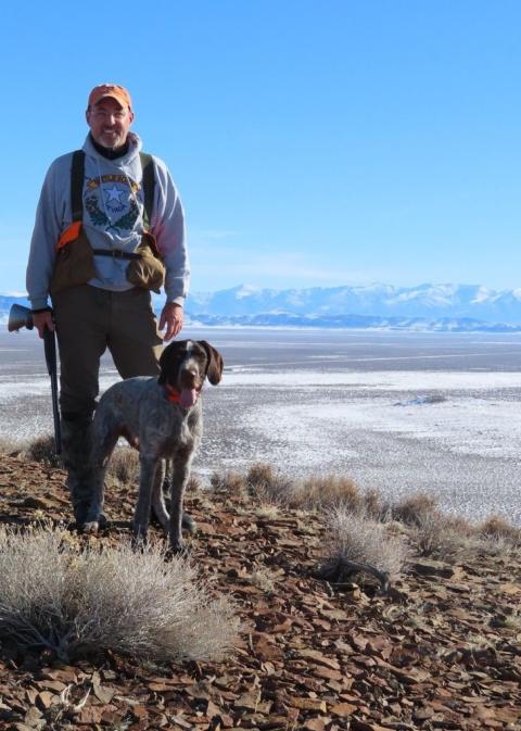 Tony Wasley hunting with dog