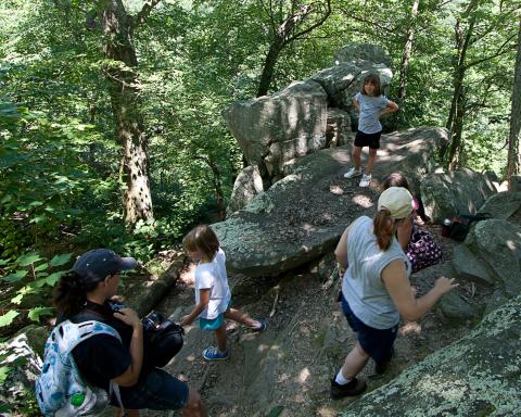 Hikers in Rocks State Park in Maryland