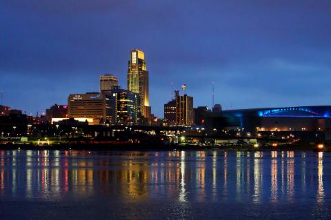 Omaha, Nebraska skyline at night