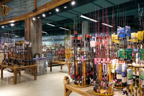 Fishing poles for sale in store