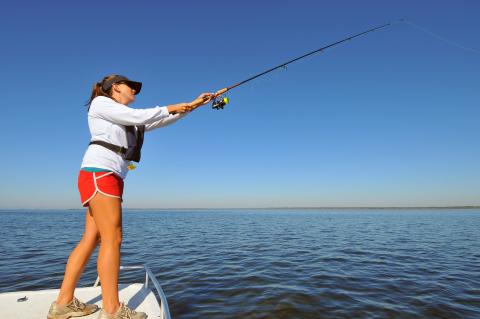 Fishing from motorboat