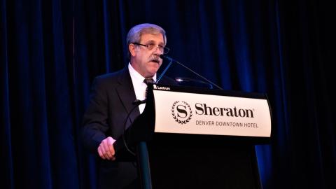 Steve Williams delivers opening remarks at North American Conference